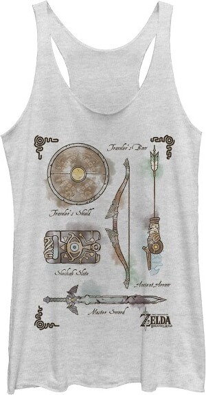 Nintendo Women'sNintendoZeldaQuestGearArrayRacerbackTankTop-WhiteHeather-Large