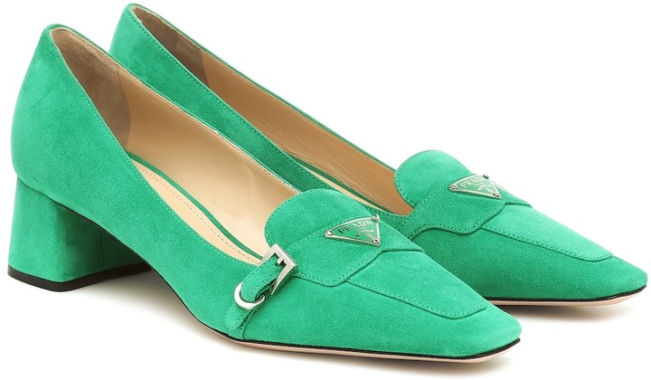 prada green loafers