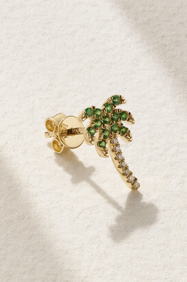 Roxanne First Rocky's Palm Tree Gold, Garnet And Diamond Single Earring - Green - One size