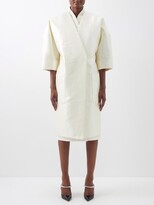 Thumbnail for your product : Zaid Affas Collarless Cotton-blend Jacquard Coat