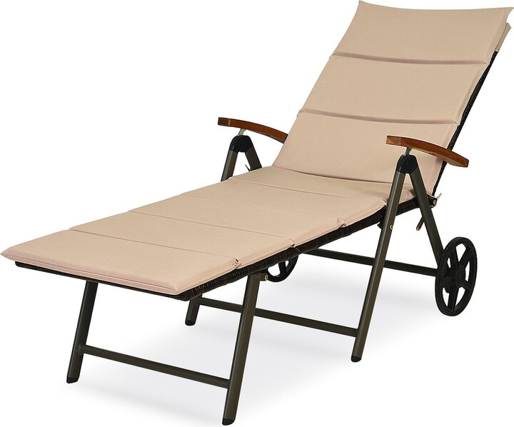 Tangkula Outdoor Rattan Wicker Lounge Chair Folding Patio Chaise w