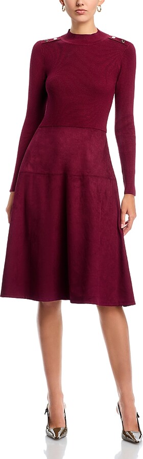 T Tahari Mock Neck Long Sleeve Dress - Exclusive