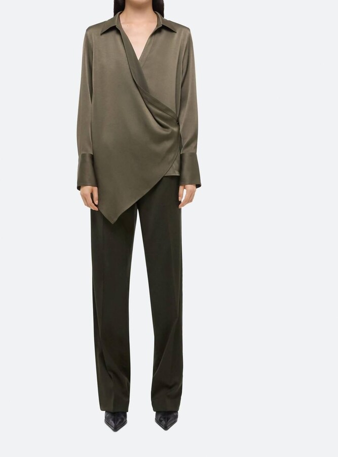 Helmut Lang Wrap Relaxed Shirt In Olive