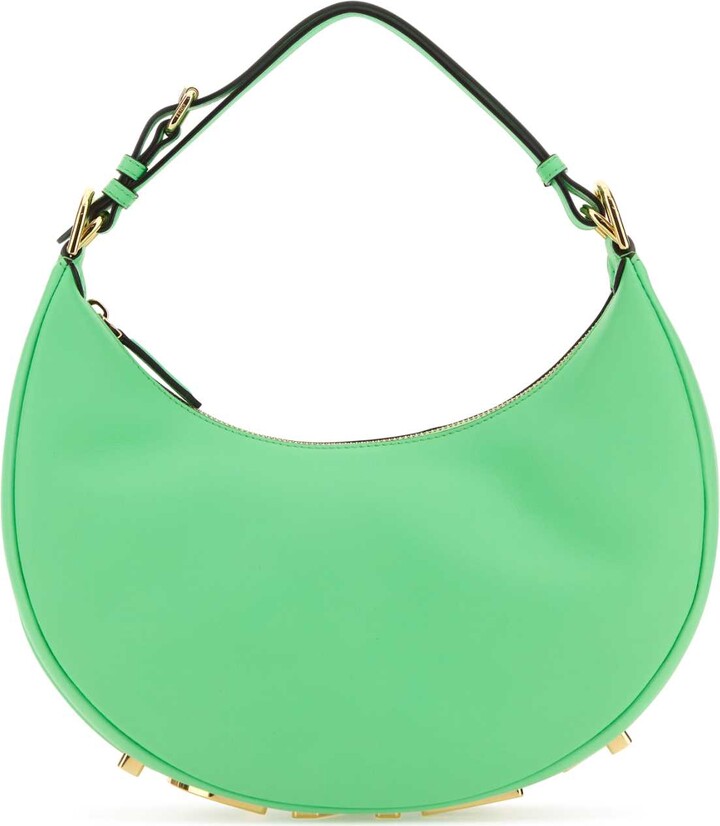 トートバッグ FENDI Green Leather Small Fendigraphy Handbag Fendi Green Smooth Calfskin Leather Small Fendigraphy Bag