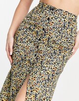 Thumbnail for your product : Motel button up midaxi skirt in grunge yellow floral