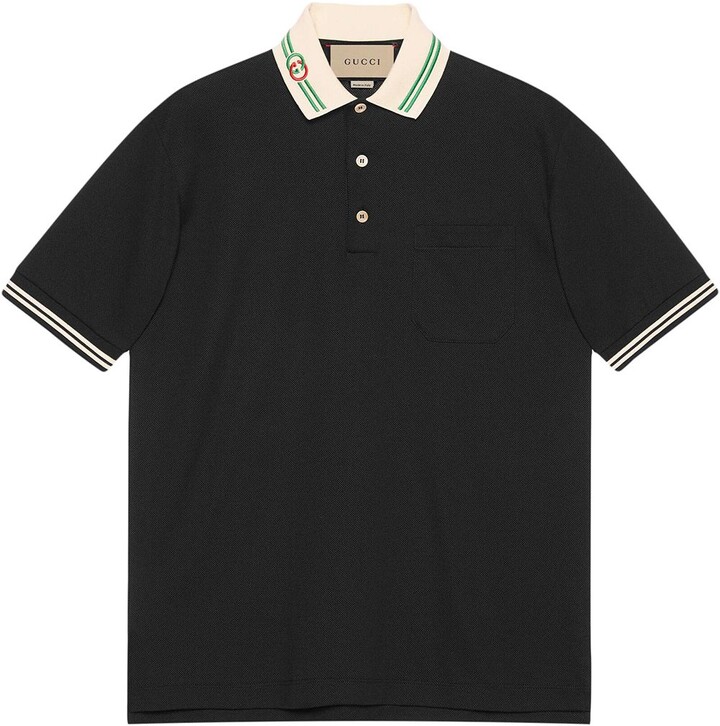 Gucci Interlocking G-collar polo shirt - ShopStyle