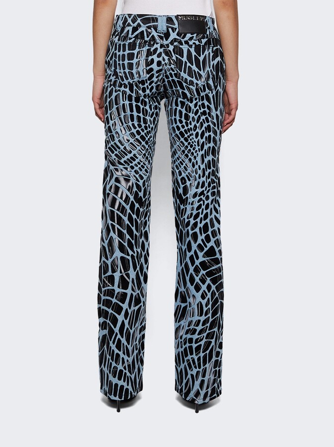 Thierry Mugler Velvet Print Straight Leg Jeans