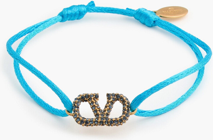 VLOGO gold-tone, cord and crystal bracelet