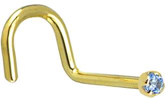 Body Candy Solid 18k Yellow Gold 1.5mm Genuine Topaz Right Nostril Screw 20 Gauge 1/4"