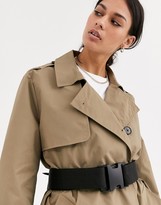 Thumbnail for your product : ASOS DESIGN seatbelt trench coat in stone