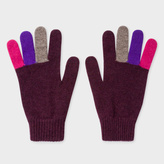 Thumbnail for your product : Paul Smith Men's Plum Wool Gloves With Multi-Coloured Fingers