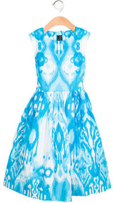 Oscar de la Renta Girl' Abstract Print A-Line Dress