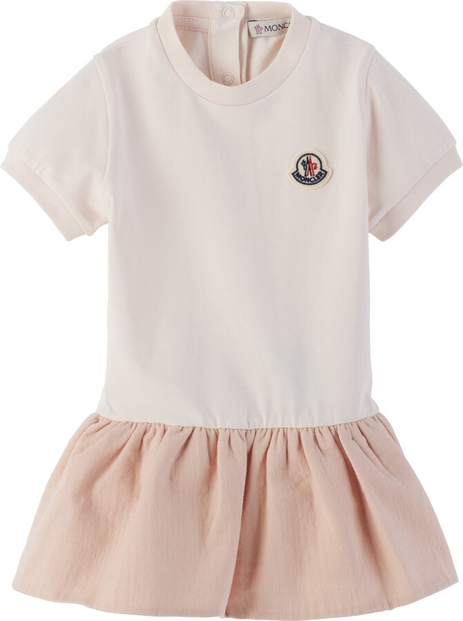 Moncler Enfant Baby Pink Gathered Cotton Dress
