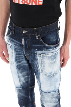 DSQUARED２COMBAT JEANS PAINT JOB WASH Dark Black Shadow Wash Combat Jeans