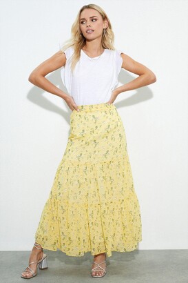 Dorothy Perkins Womens Petite Yellow Twig Maxi Skirt - ShopStyle