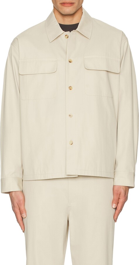 Frame Double Pocket Overshirt in Beige