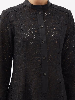 Three Graces London Connie Broderie-anglaise Shirt Dress - Black