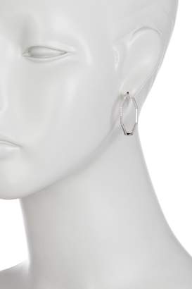 Judith Jack Sterling Silver Pave Swarovski Marcasite & Crystal Heptagon Hoop Earrings