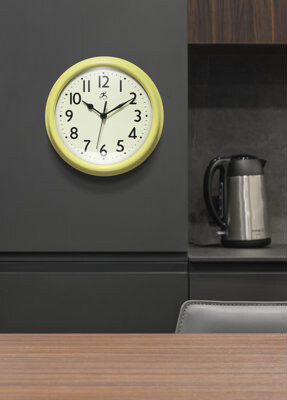 Infinity Instruments Midcentury/Modern Round Plastic Wall Clock 9.5 Inches