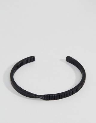 ICON BRAND Twisted Cuff Bangle Bracelet In Matte Black