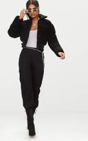Thumbnail for your product : PrettyLittleThing Black Borg Bubble Cropped Bomber Jacket