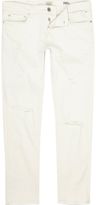 Thumbnail for your product : River Island Mens White ripped Sid skinny jeans