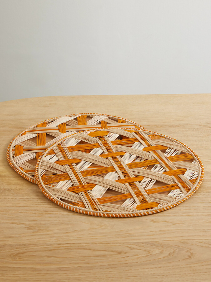 La DoubleJ - Set Of Two Straw Placemats - Orange