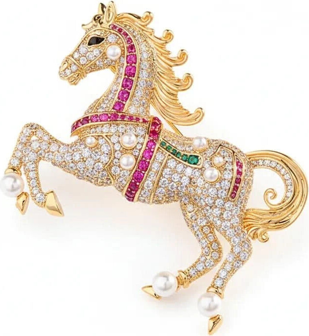 Angel Barocco Gold Galloping Horse Brooch