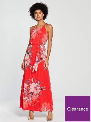 Wallis Watercolour Floral Maxi Dress - Red