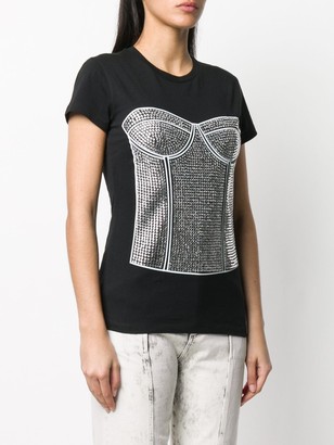P.A.R.O.S.H. embellished bustier-print T-shirt