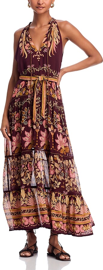 Farm Rio Bella Burgundy Maxi Dress