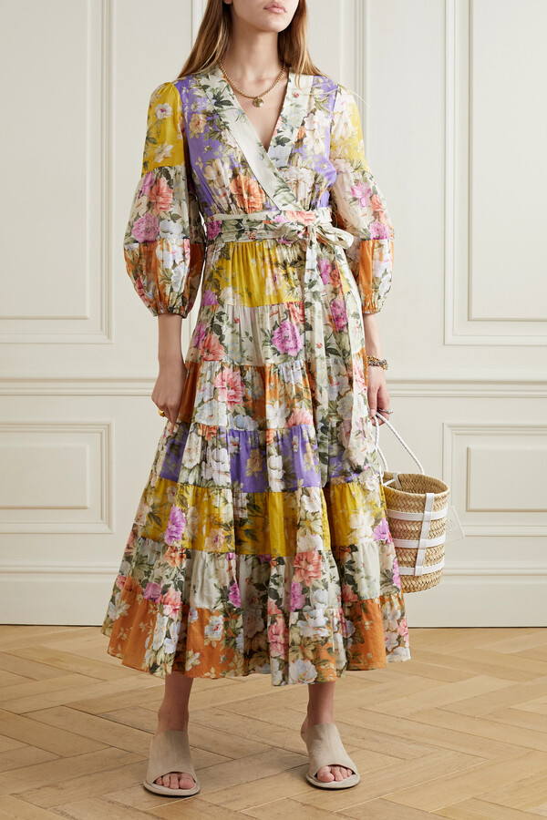 Zimmermann Pattie Floral-print Cotton-voile Wrap Midi Dress - White -  ShopStyle