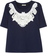 Thumbnail for your product : Emma Cook Satin-appliquéd cotton-jersey top