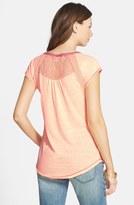 Thumbnail for your product : French Star 'Stormy - Rosie' Lace Trim Henley Tee (Juniors)