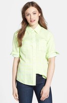 Thumbnail for your product : Foxcroft Dot Print Three Quarter Sleeve Fitted Shirt (Petite)
