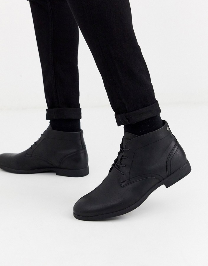 black leather desert boots
