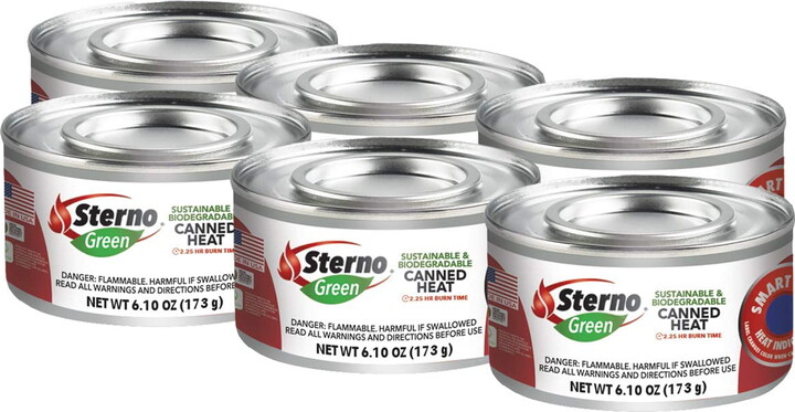 Sterno 2.25HR Ethanol Canned Heat Chafing Fuel, UL Validated for Indoor or Outdoor Use, 6 Pack