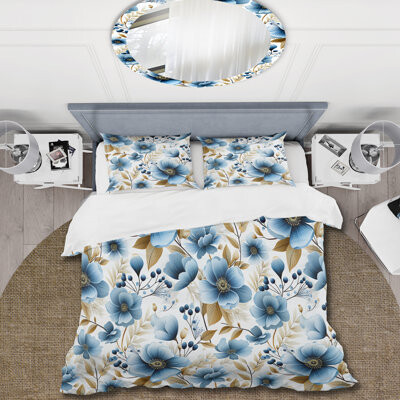 Design Art Watercolor Whimsy Blue Floral Melody V Bedding