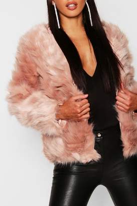 boohoo Boutique Faux Fur Panel Coat