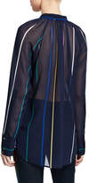 Thumbnail for your product : Derek Lam 10 Crosby Gathered-Neck Striped Button-Down Top