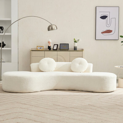 Latitude Run Curved 105.5'' Modern Style 3 With Pillows No Assembly Needed Point-Shaped Corduroy Elegant Bedroom Furniture Beige 105.5''  Required Luxury Liv