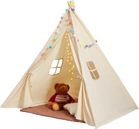 VEVOR Kids Play Tent, Teepee Tent for Kids 1-5 Years Old, Tent for Kids with Windows for Indoor and Outdoor, Toddler Tent with Mat and Plush...