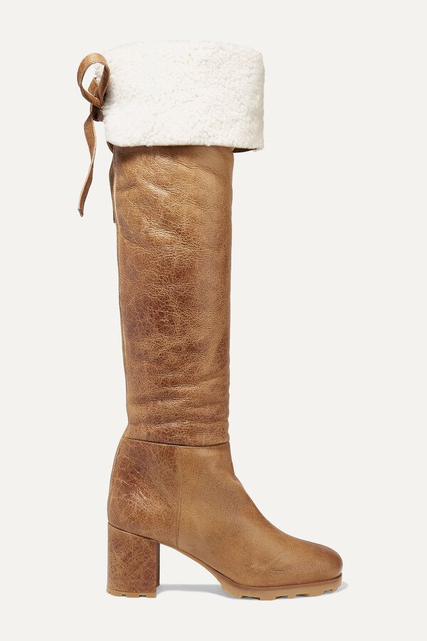 brown shearling boots