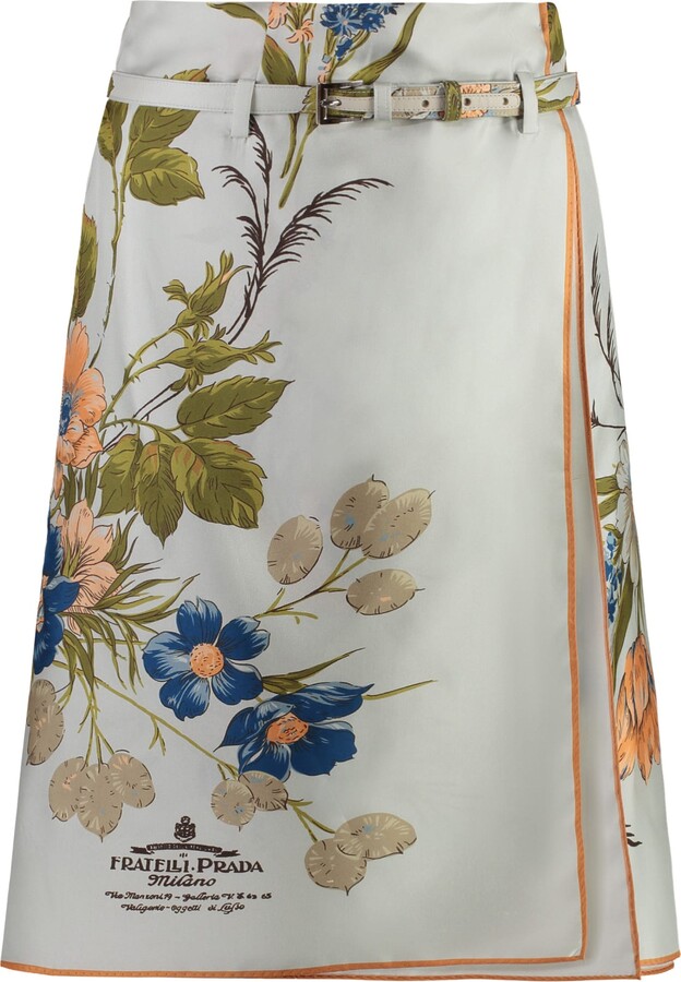 Prada Printed Silk Skirt