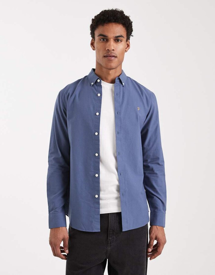 Farah Brewer long sleeve shirt in blue