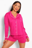 Thumbnail for your product : boohoo Jersey Button Through PJ Short Set