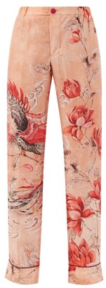 F.R.S For Restless Sleepers Etere Phoenix-print Silk-satin Trousers - Pink Print