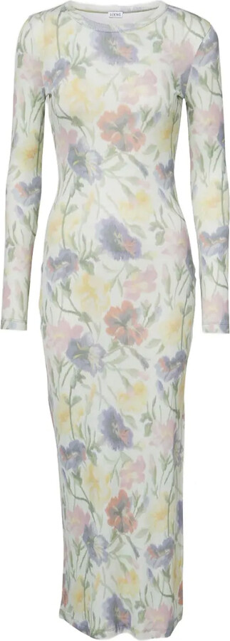 Loewe Floral-Print Long-Sleeves Maxi Dress
