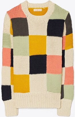 Tory Burch Hand Knit Patchwork Sweater - ShopStyle