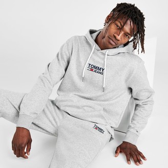 tommy hilfiger authentic full zip lounge hoodie with side logo taping in grey